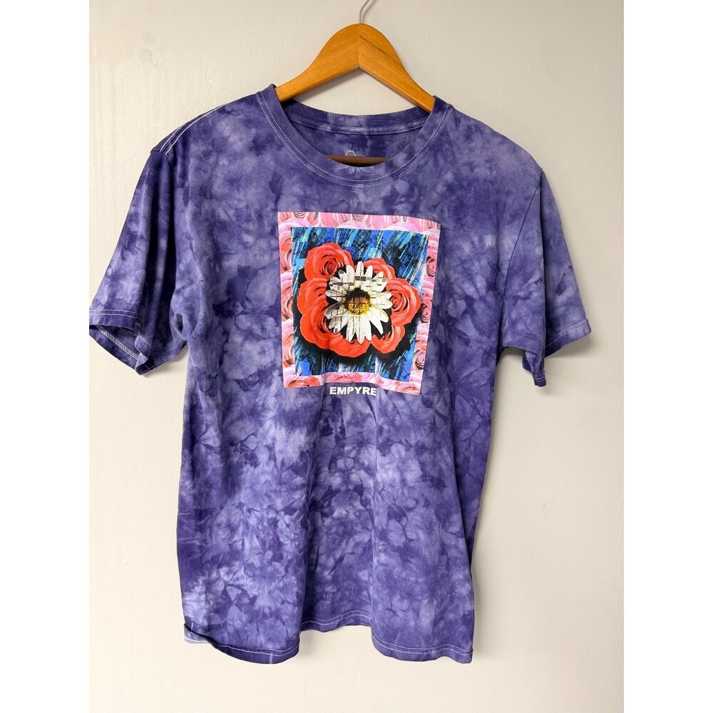 Empyre T Shirt Medium Purple Tie Dye Floral Rose Daisy Graphic